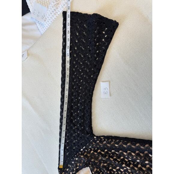 Lord & Taylor Design Lab Dress Size S/P Black Crochet Overlay Tan Lining - Picture 7 of 9